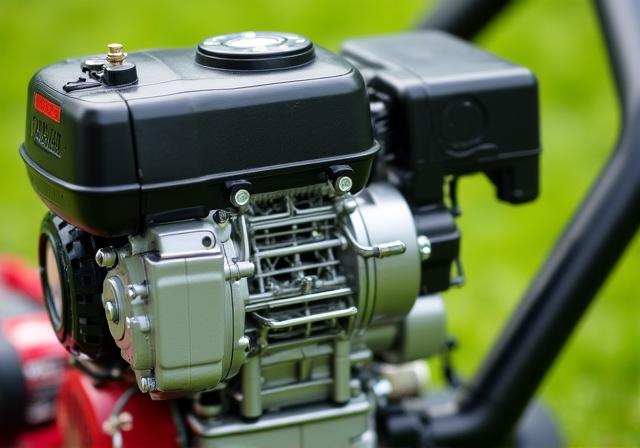 Dettaglio tecnico di un motore potente per attrezzatura da giardino