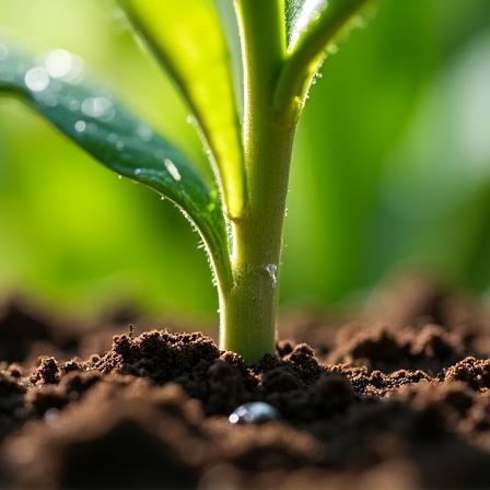 Primo piano di radici in salute e terreno umido